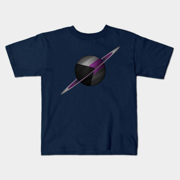 Planet and Rings in Demisexual Pride Flag Colors Kids T-Shirt by LiveLoudGraphics